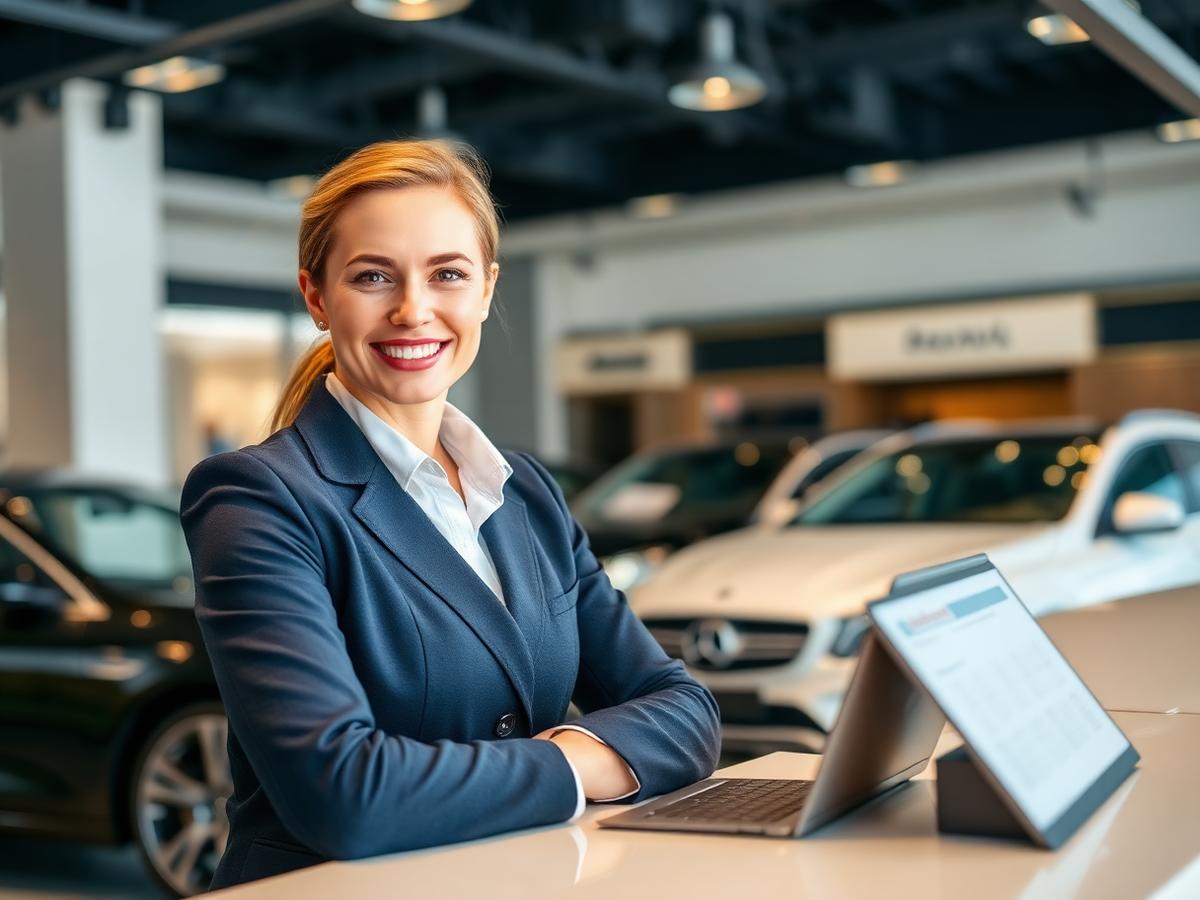 Laba Auto customer service specialist at the dealership front desk